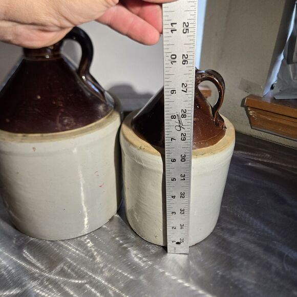 2 Antique Primitive Stoneware Pottery Crock Jug / Whiskey Moon shine - Picture 9 of 9